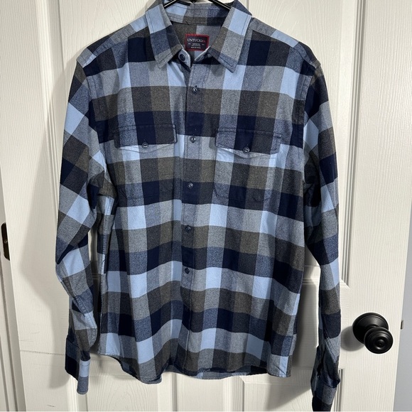 UNTUCKit size medium 100% cotton flannel, blue,‎ gray, soft - Picture 1 of 9